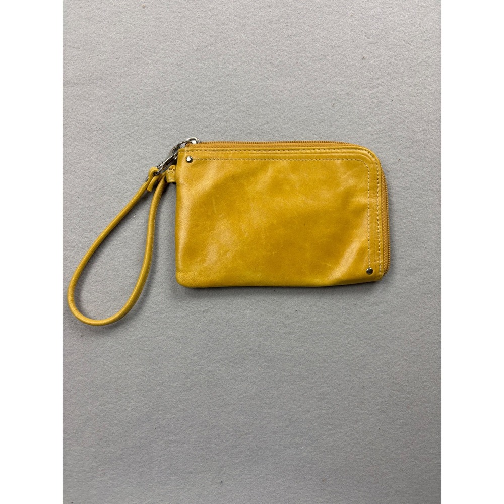 Fossil Mustard Yellow Genuine Leather Wristlet Wallet Pouch Organizer - Picture 2 of 8
